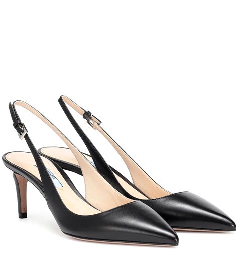 prada black slingback leather pumps.